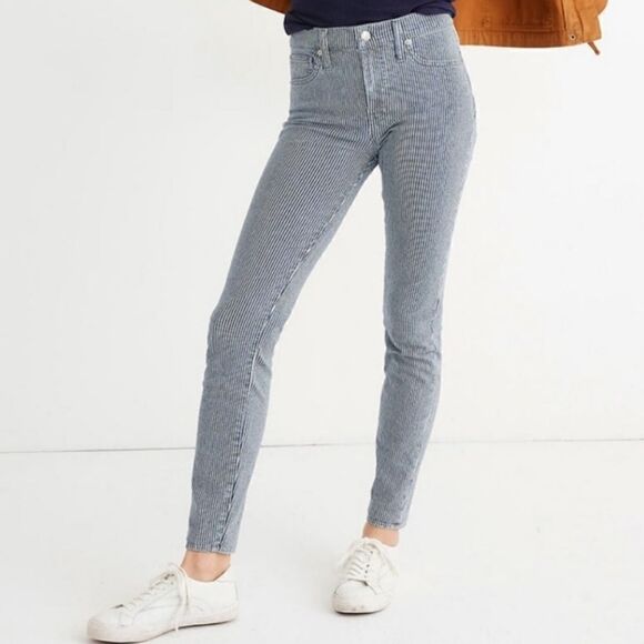 MADEWELL | EUC striped 9" mid-Rise skinny jeans size 26 - Picture 1 of 9
